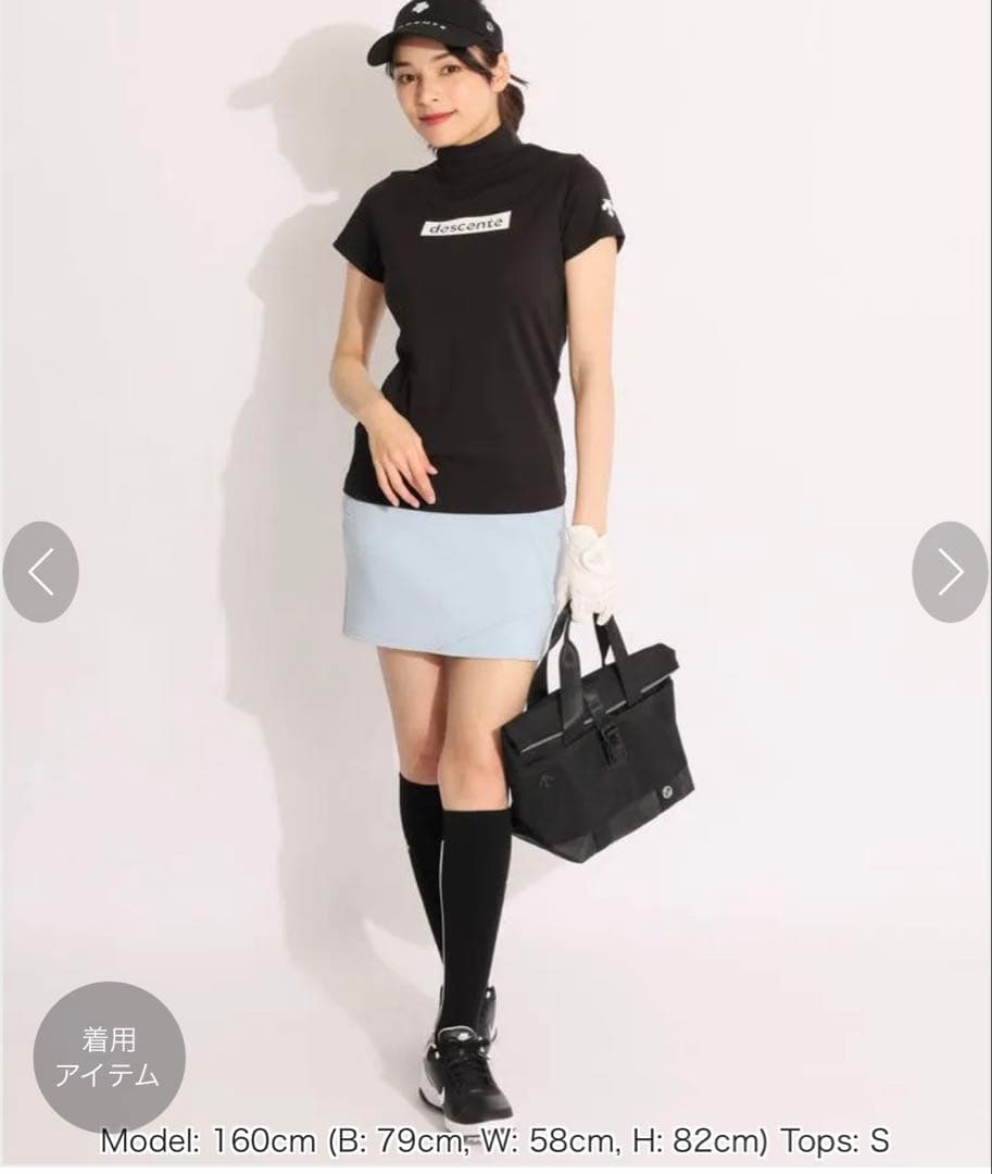 ◽️DESCENTE GOLF モックネック半袖シャツ ピンクベージュ　S