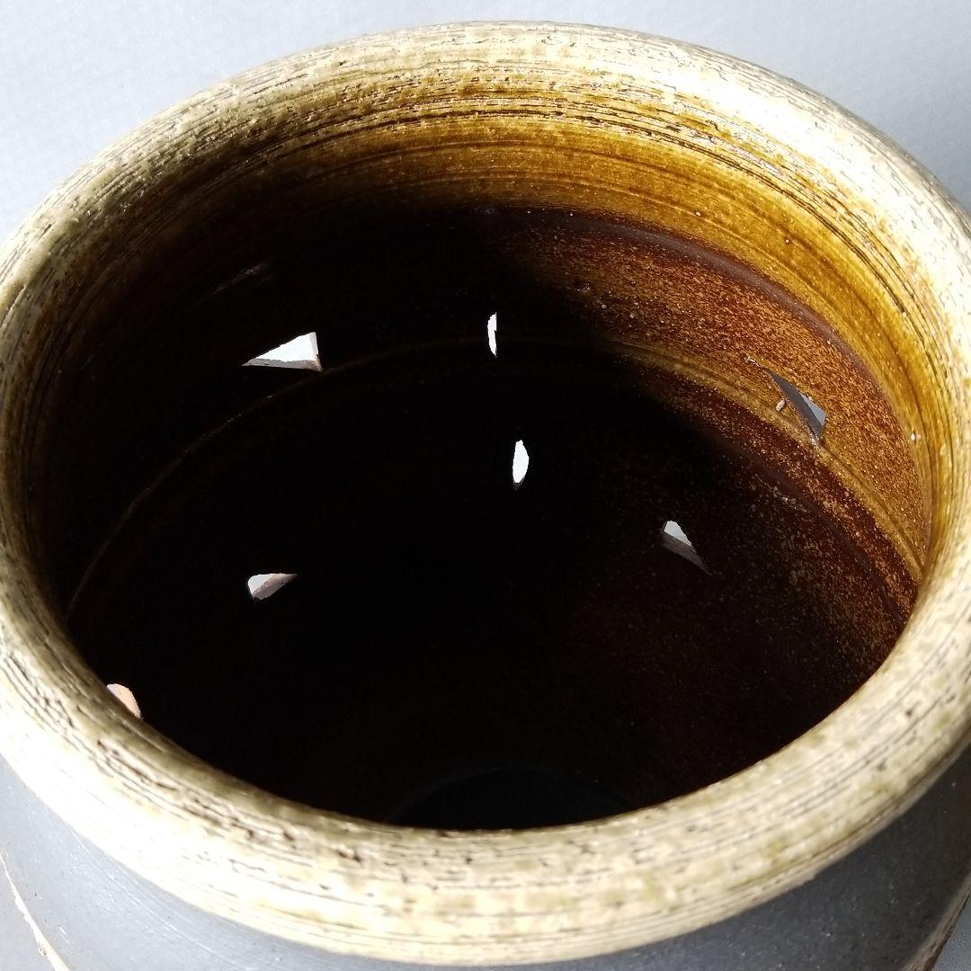 信楽焼 傘立て 灰釉彫壷 高さ４４cm