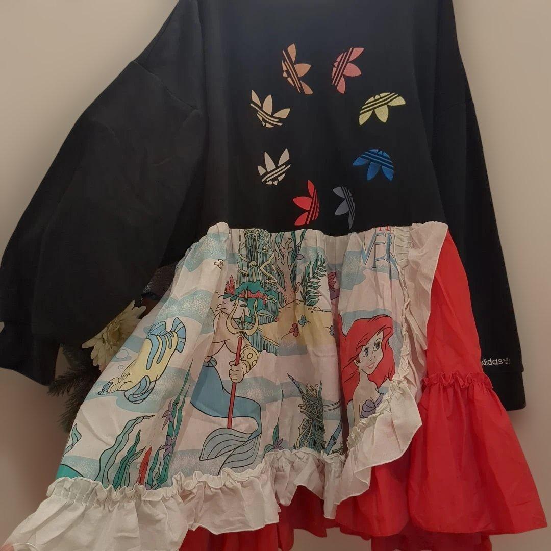 専用❦✨古着リメイク　リメイクワンピース　リメイクスウェット　アリエル