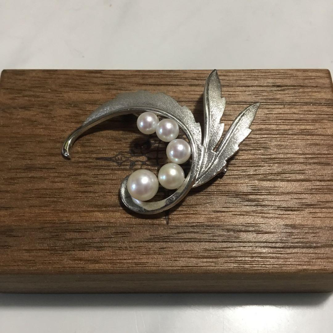 ミキモト　シルバー　天然あこや本真珠　アンティーク　ブローチ