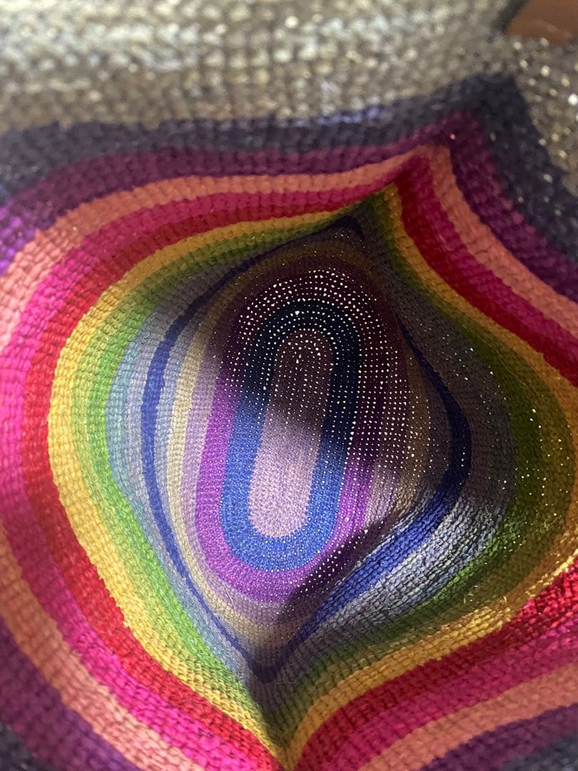 カラフルストライプ編みバッグ