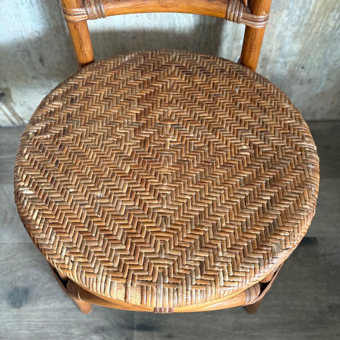 kazama ヴィンテージラタン　ラウンドテーブル & チェア　ラウンジセット