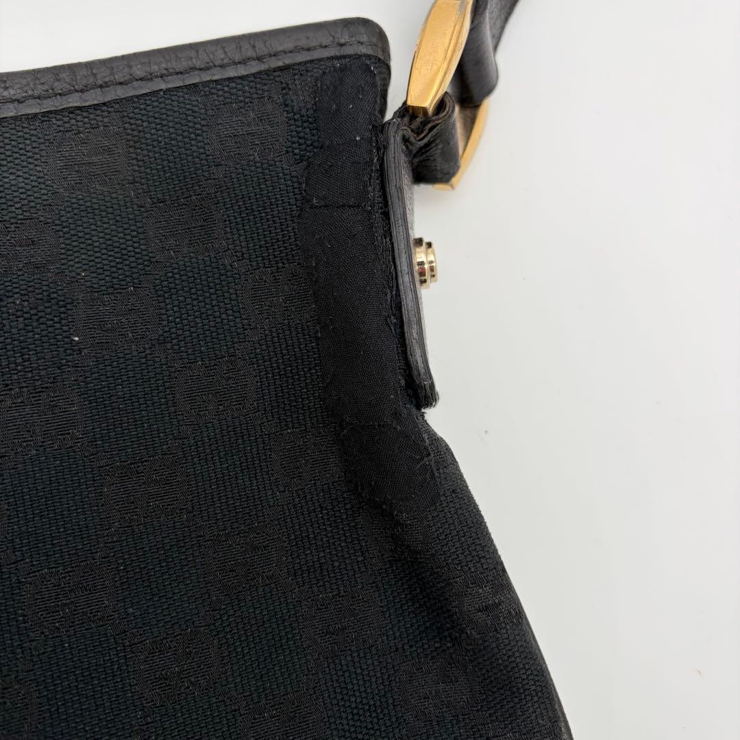 GUCCI ショルダーバッグ サコッシュ GGキャンバス アビーライン ブラック