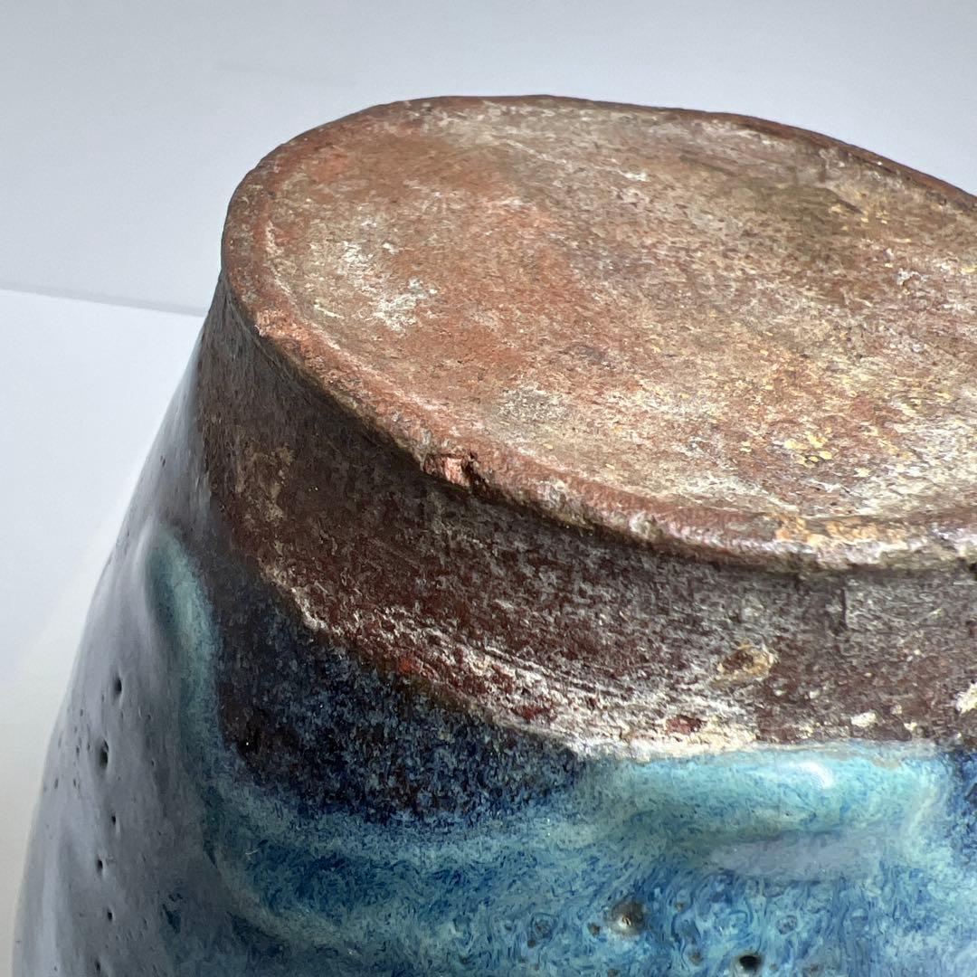 中国明末清朝期　なまこ釉花瓶　木箱付　高約24㎝　東Y8-0203☆2Fトヒルウ