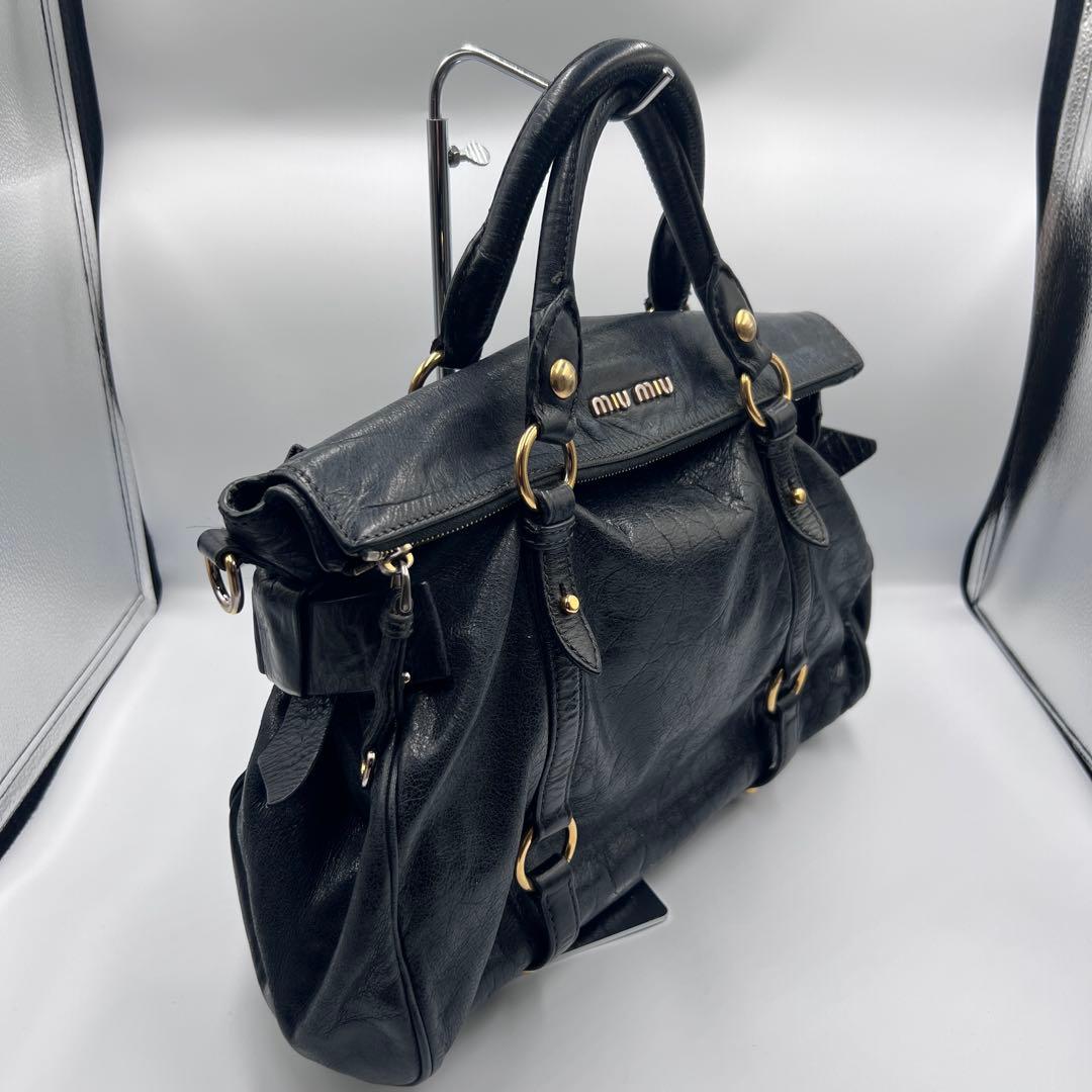 【定番】MIU MIU ミュウミュウ ヴィッテロルクス 2WAYバッグ 黒 人気
