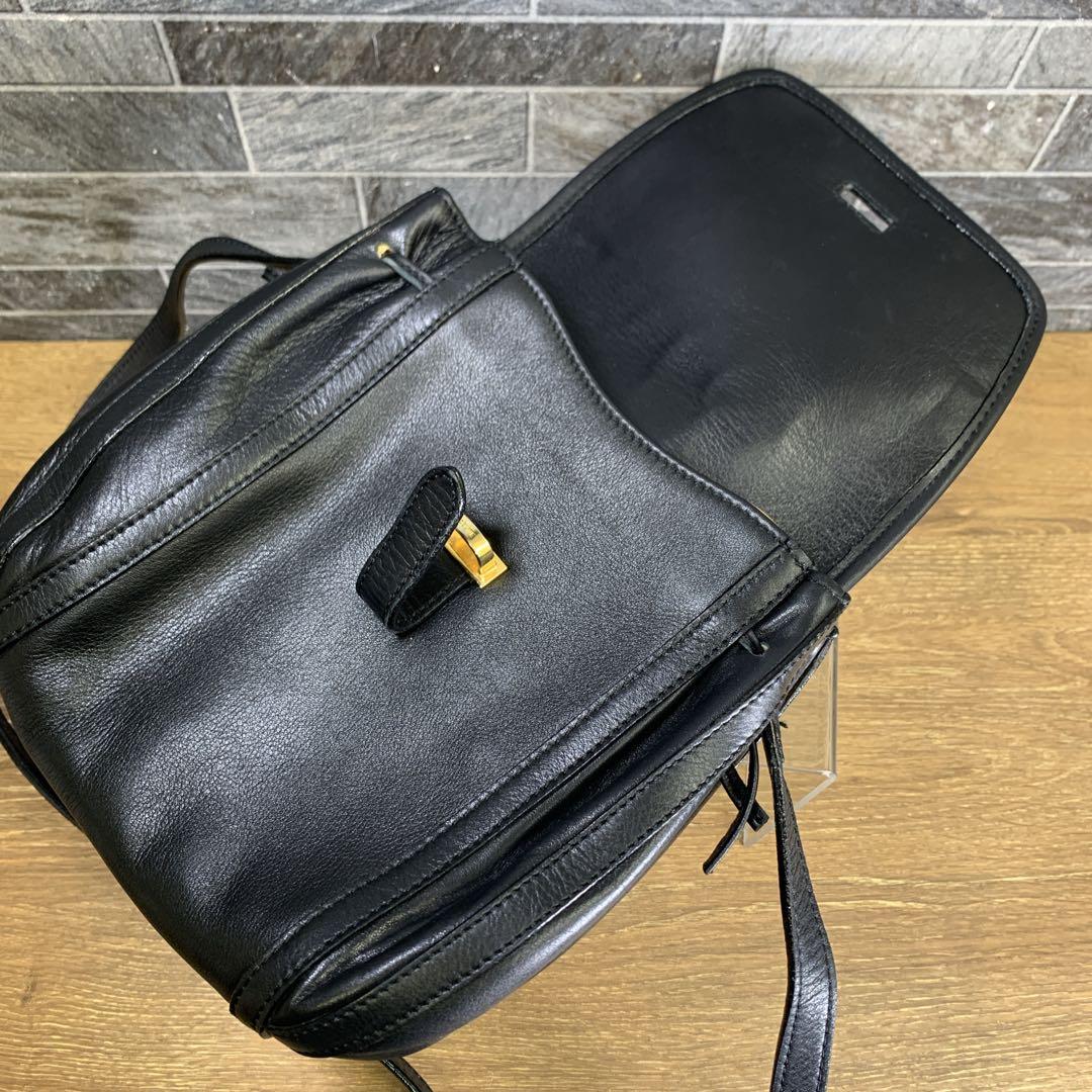 希少　1980年代　オールド　CELINE　レザーショルダーバッグ　ブラック