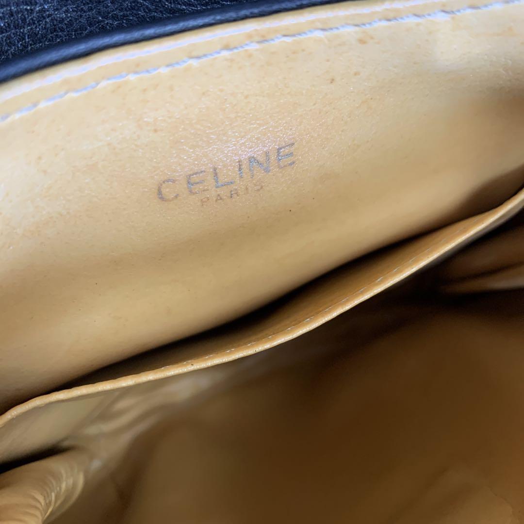 希少　1980年代　オールド　CELINE　レザーショルダーバッグ　ブラック