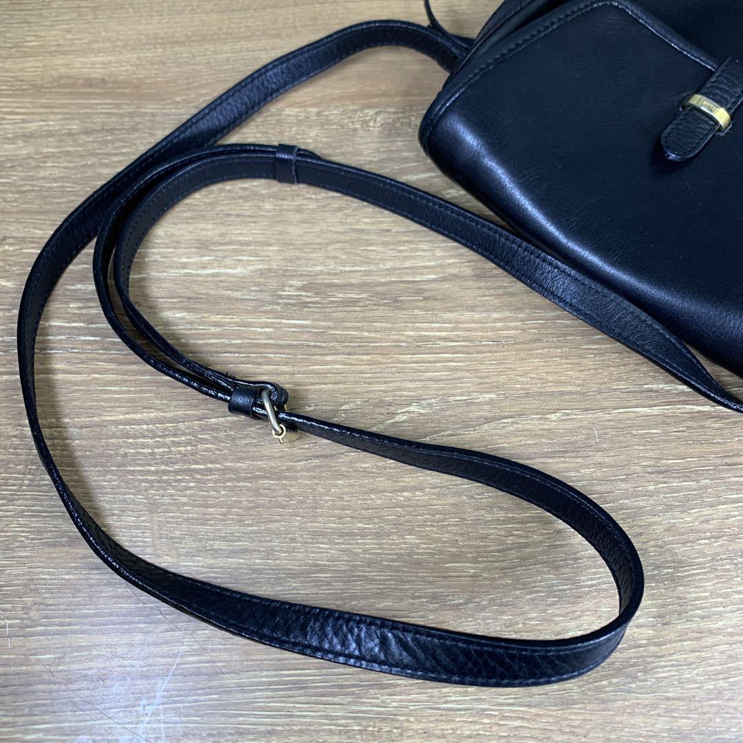 希少　1980年代　オールド　CELINE　レザーショルダーバッグ　ブラック