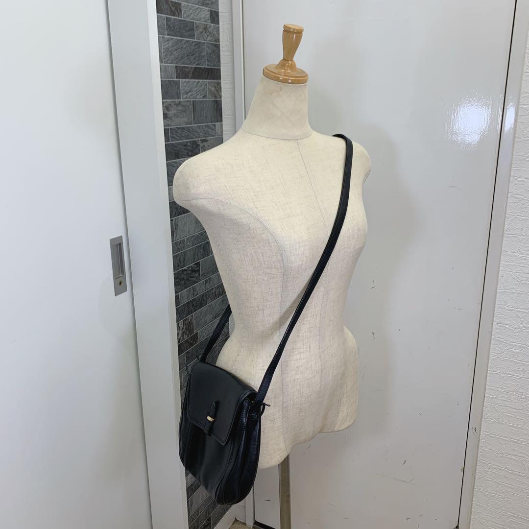 希少　1980年代　オールド　CELINE　レザーショルダーバッグ　ブラック