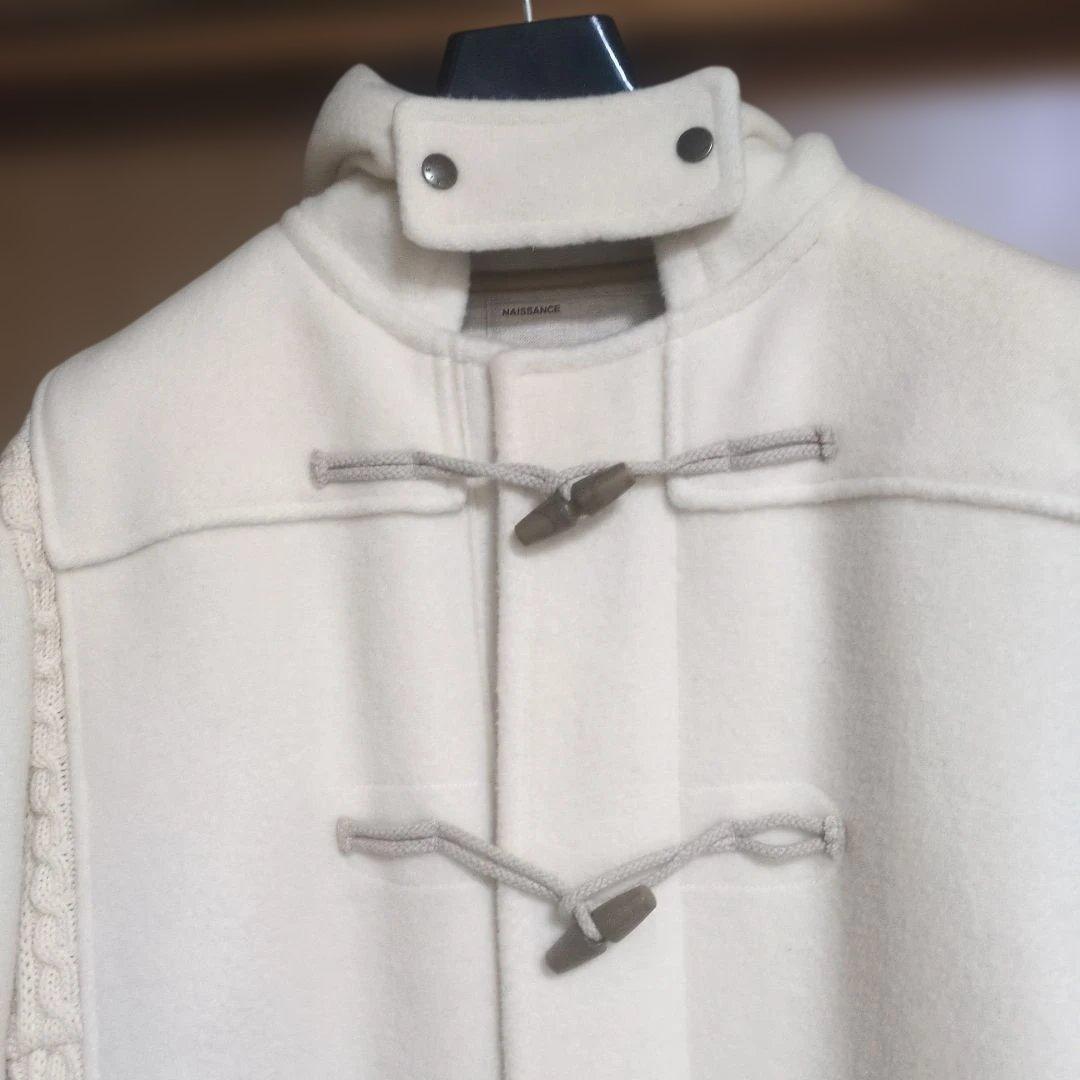 送料込み美品！NAISSANCE ダッフルコート お洒落ホワイト ウール混紡