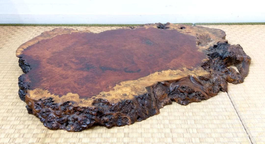 厚さ4.5cm 唐木 花梨 瘤木 輪切り 無垢 一枚板 玉杢 葡萄杢 花台