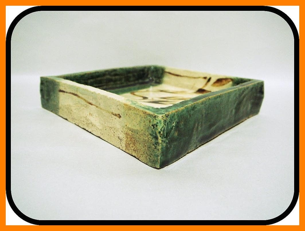 mf50623『織部 柳 菱形鉢』М　/骨董品 古美術 アンティーク 古玩