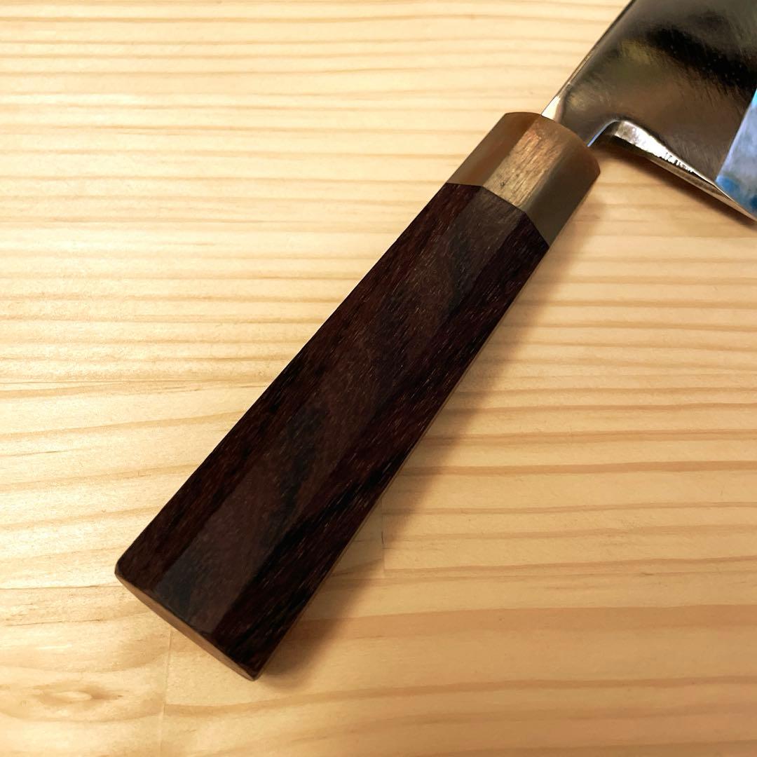 出刃包丁 7寸 21cm 紫檀柄 研ぎ済み 白鋼 鏡面に近い光沢