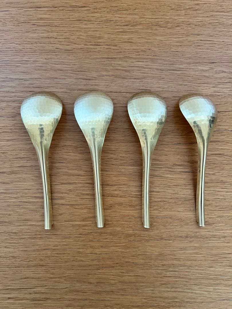 有次　真鍮　共柄チリレンゲ　4本セット