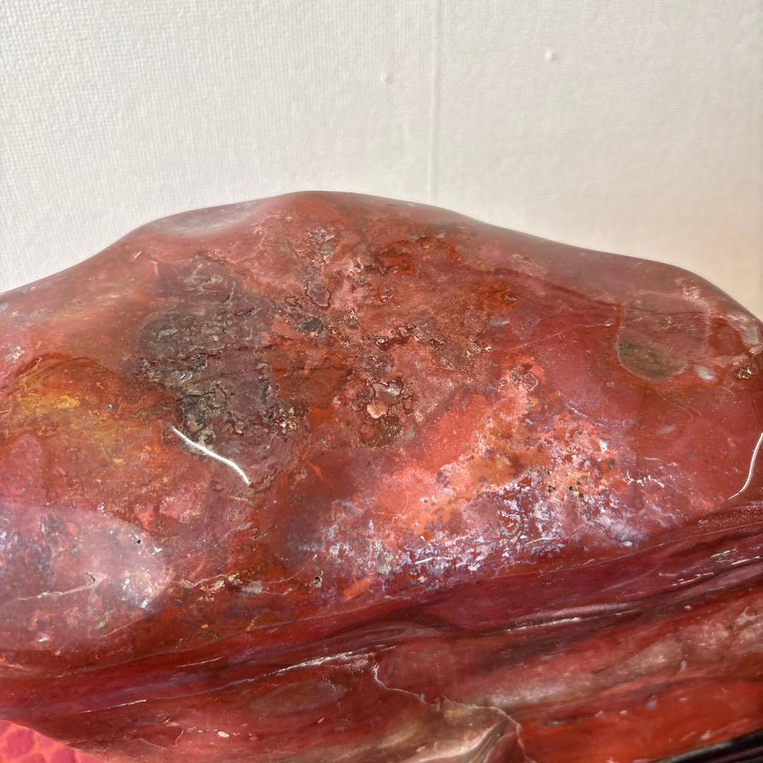 赤玉石　鑑賞　赤石　台座付き　横約４０cm