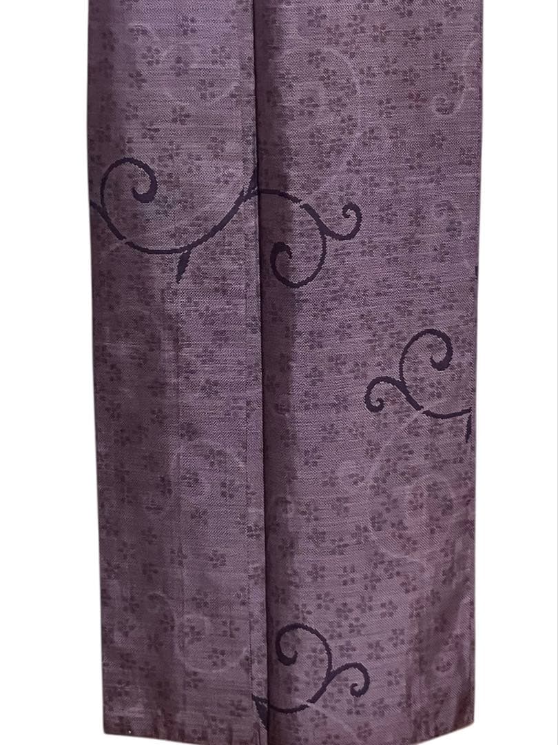 本場大島紬 経緯絣 屋久島紫いも染 窪田織物 小紋 唐花紋 証紙 イ6606