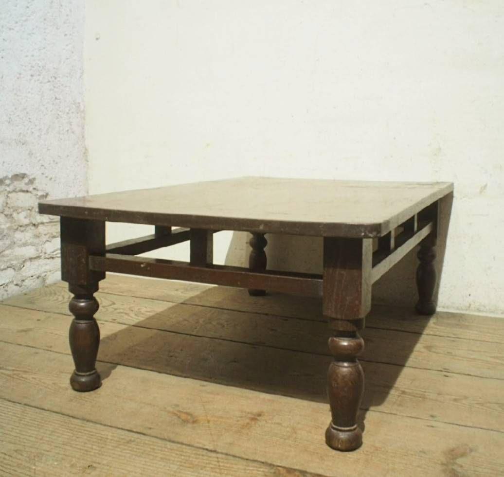 1018 アンティーク　ろくろ脚　文机　ローテーブル　座卓 轆轤　レトロ　古家具