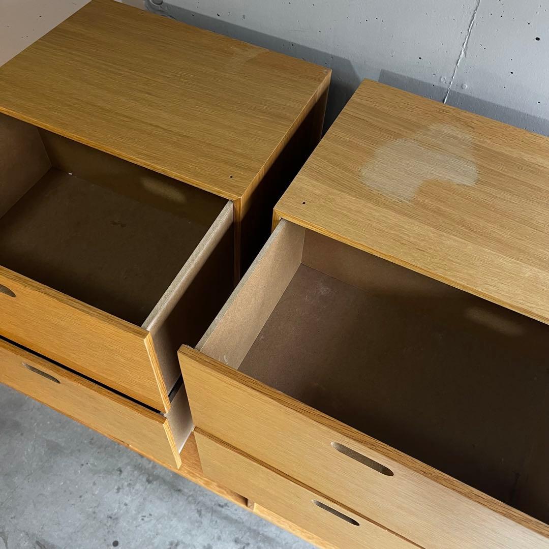 Hawk★無印スタッキングシェルフセット・５段×３列オーク材 チェスト他付