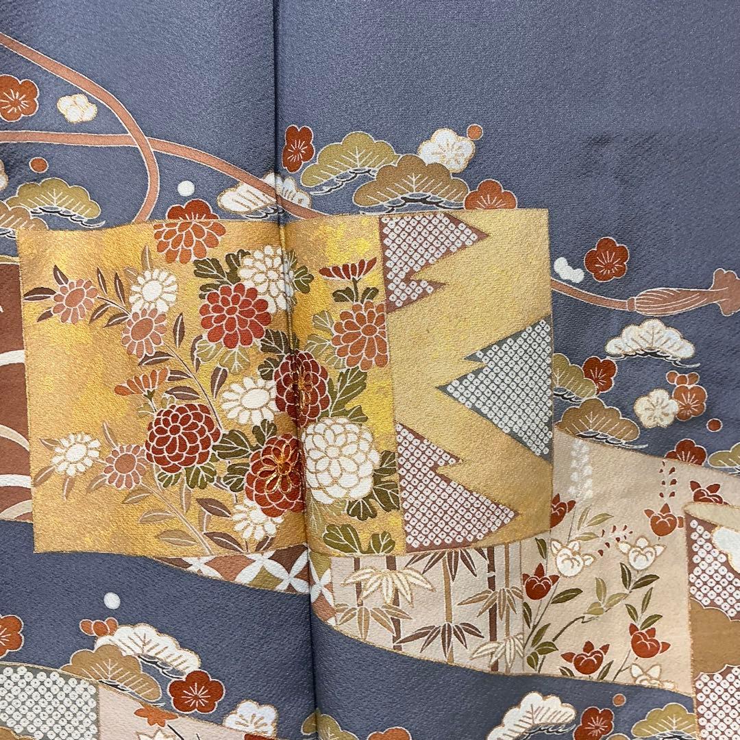 b234 正絹　袷　色留袖　比翼無し一つ紋　金駒刺繍　未使用しつけ付極美品　着物