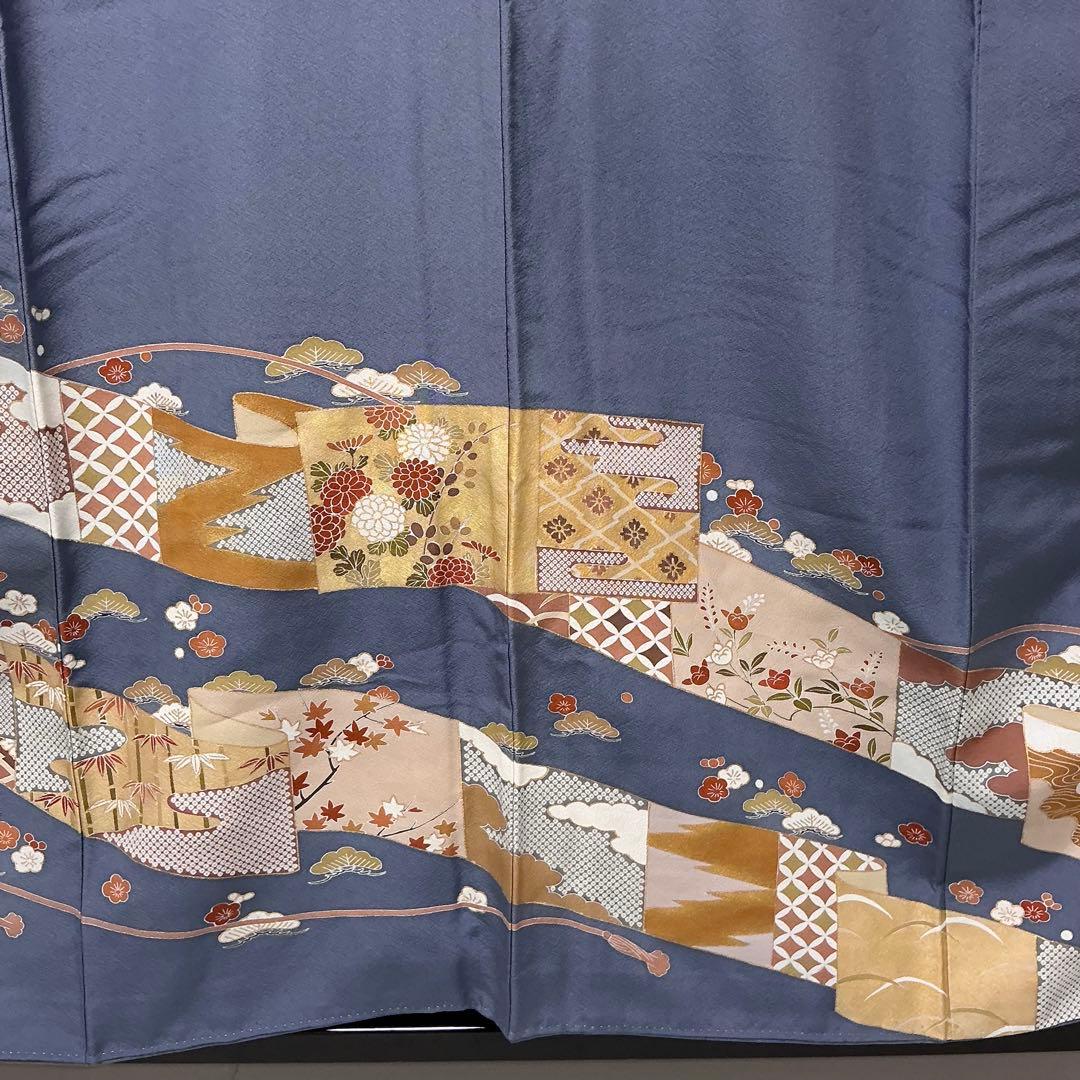 b234 正絹　袷　色留袖　比翼無し一つ紋　金駒刺繍　未使用しつけ付極美品　着物