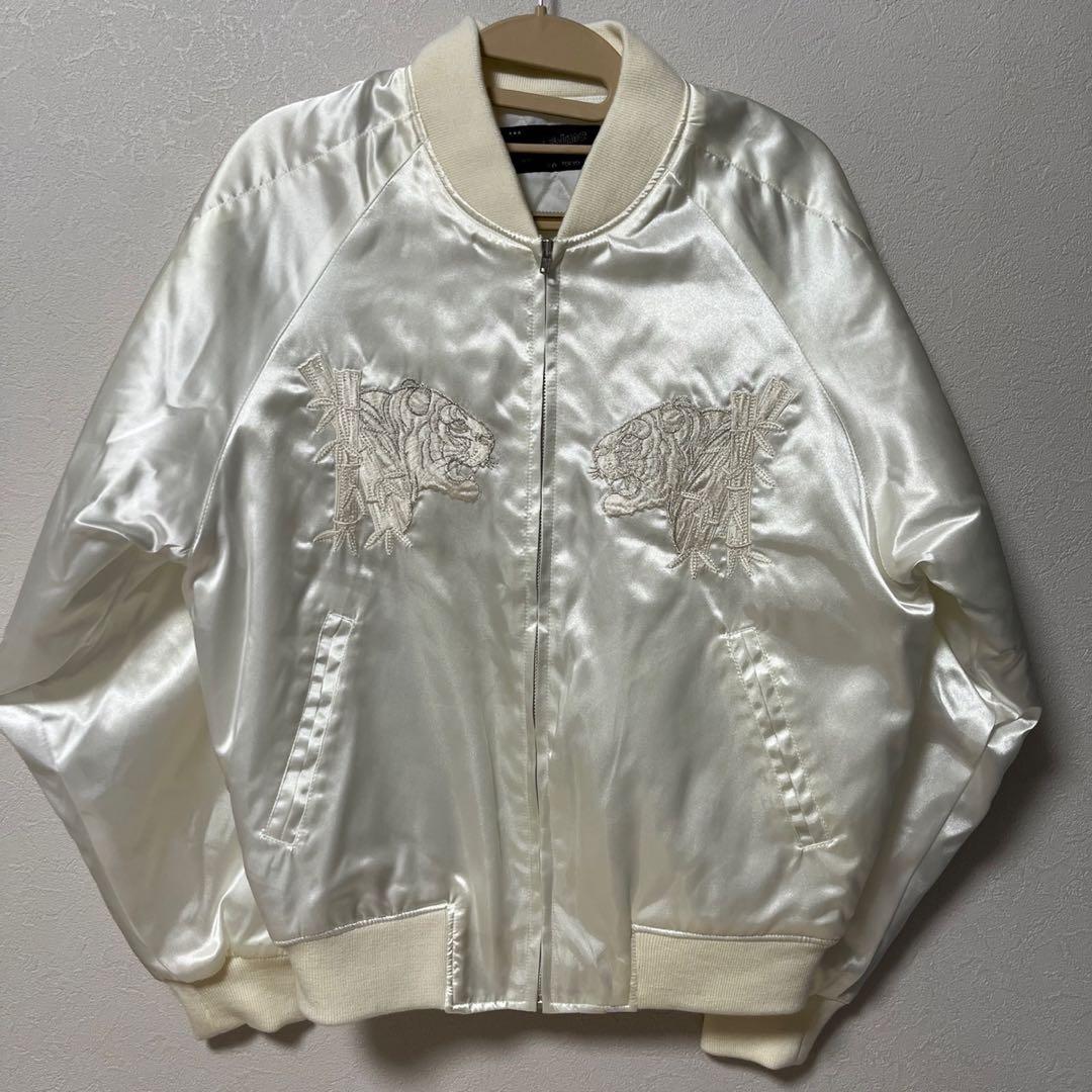 美品 HOSHIHIME 星姫 虎 白地に白糸刺繍 スカジャン 和柄 フリー