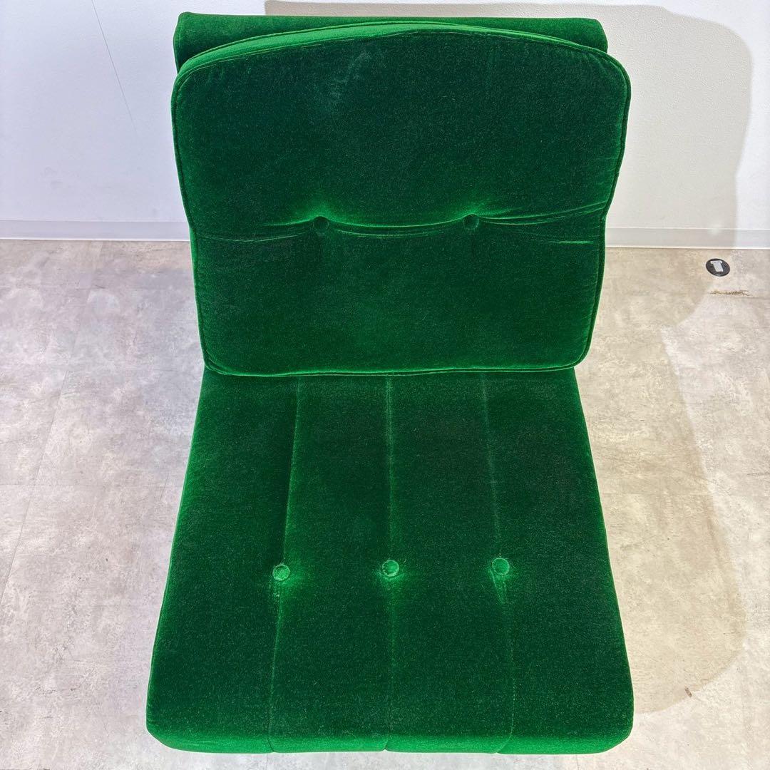 昭和レトロ グリーン ベロア　モケット 1人掛け ソファ