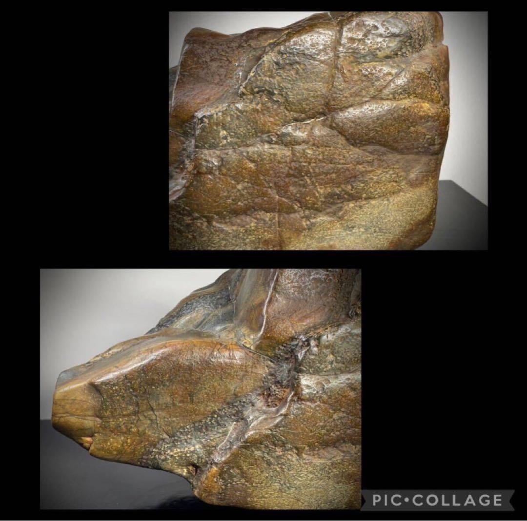 6247 瀬田川飴虎石 ウブ 横38×奥行12(cm) 17.85kg水石 骨董