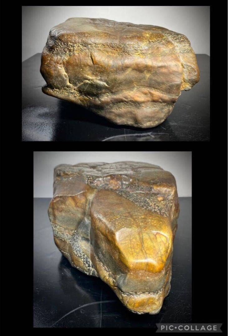 6247 瀬田川飴虎石 ウブ 横38×奥行12(cm) 17.85kg水石 骨董