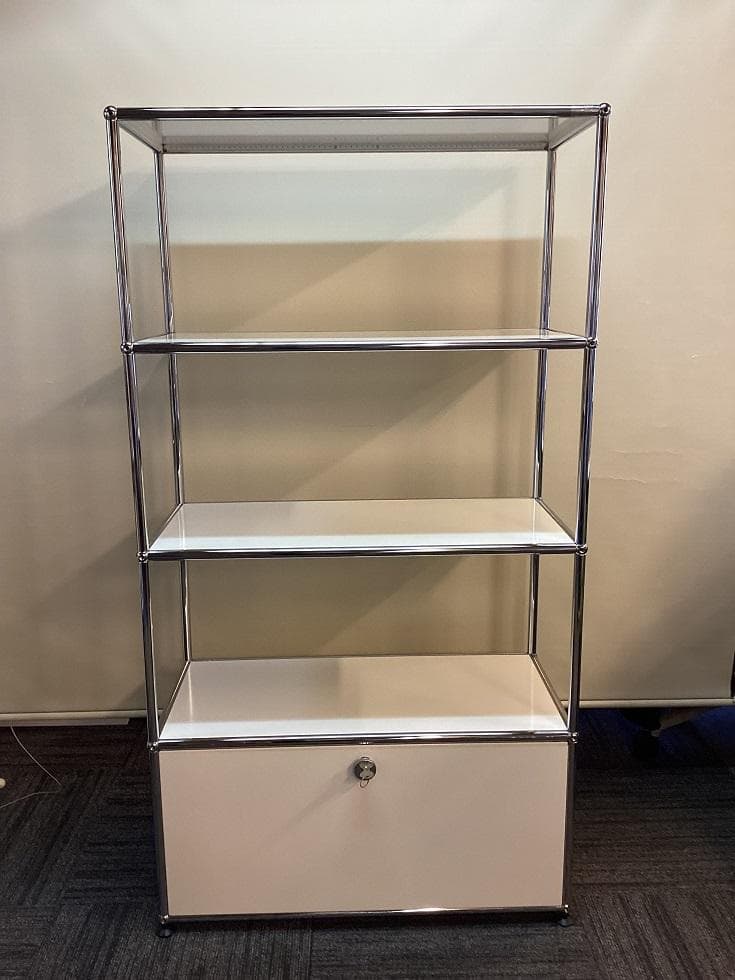 USMハラー ４段 オープンキャビネット シェルフ ピュアホワイト　引き出し