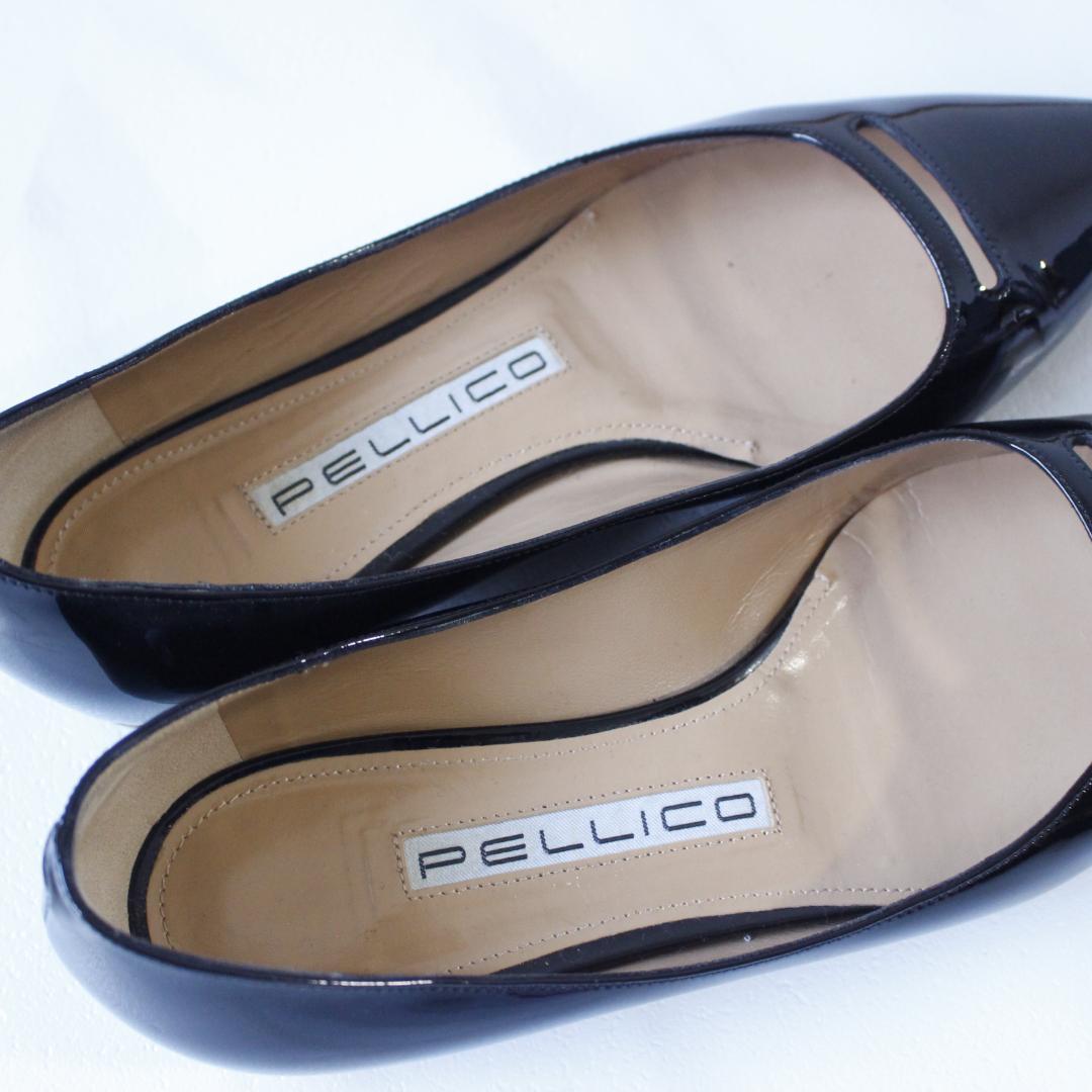 PELLICO アネッリ フラットシューズ 36 ブラック エナメル