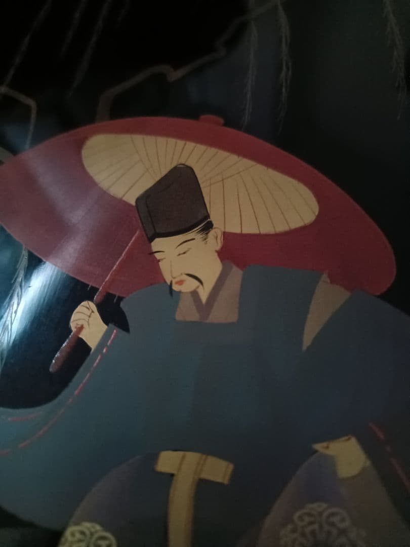 【本漆塗本蒔絵公家の図】江戸末期　総梨地硯箱➕️古硯【程君房】古黒仙入文　美術品