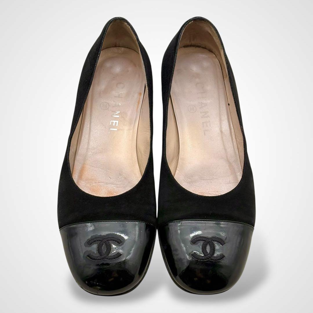CHANEL シャネル ココマーク フラットシューズ パンプス 黒 イタリア製