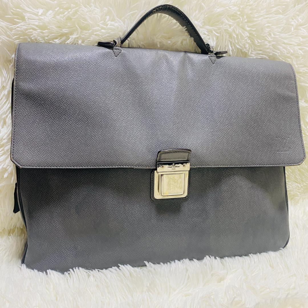 LOUIS VUITTON ビジネスバッグ タイガ グレー　ヴァシリ レザー