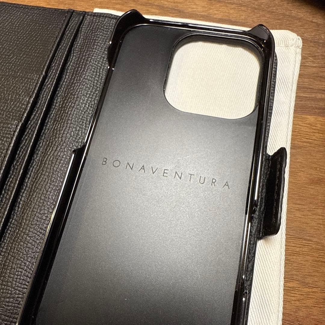 ボナベンチュラiPhone16Proケース　手帳型　ブラック