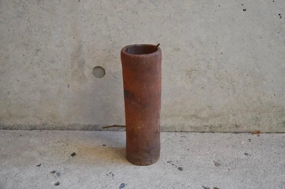 江戸初期　常滑　筒花生　花器　骨董品　アンティーク　g