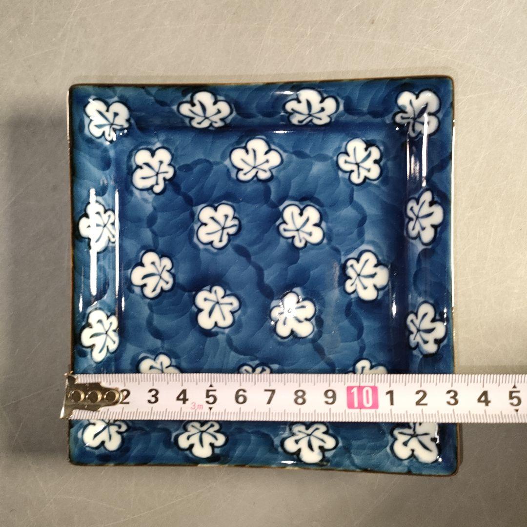 A1324-6/有田焼/源右衛門窯/古染風梅紋銘々皿5客/共箱/飾皿/懐石道具/