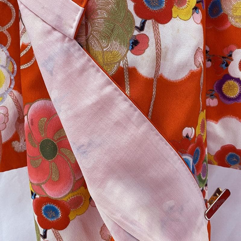 503ag23◎七五三 七歳 女児 アンティーク ねじり梅 着物&袋帯&長襦袢◎