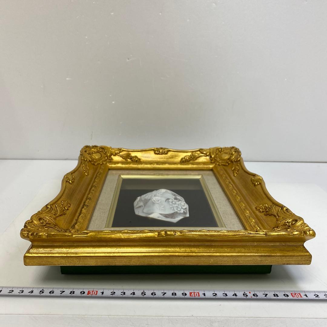 超特大　在銘　シェルカメオ　額装　トヒサコ　東さ7-1031☆1F