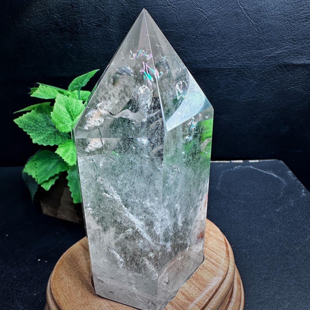 希少❗️ガーデンクォーツインクォーツ 虹☆六角柱　ポイント庭園水晶A1077