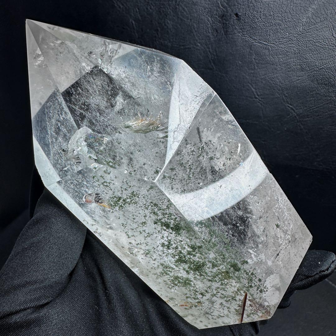 希少❗️ガーデンクォーツインクォーツ 虹☆六角柱　ポイント庭園水晶A1077