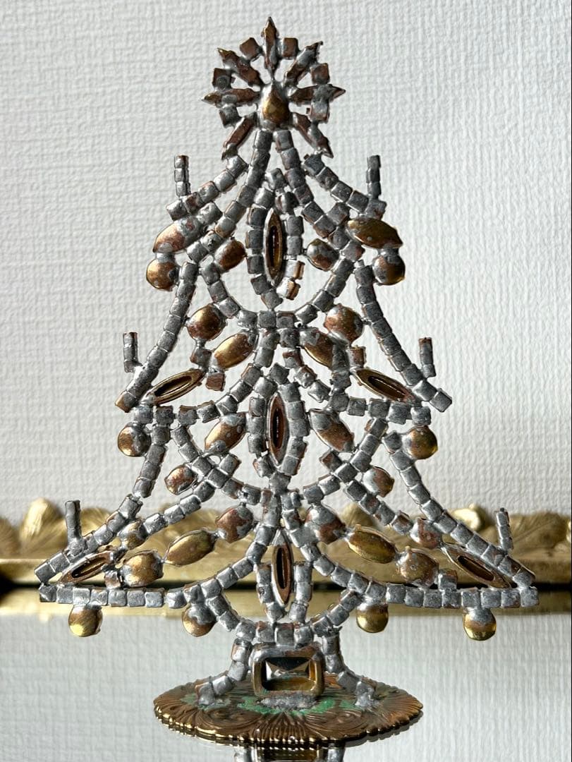 チェコガラス/ガラスツリー/カラフル/卓上ツリー/クリスマス/ラインストーン