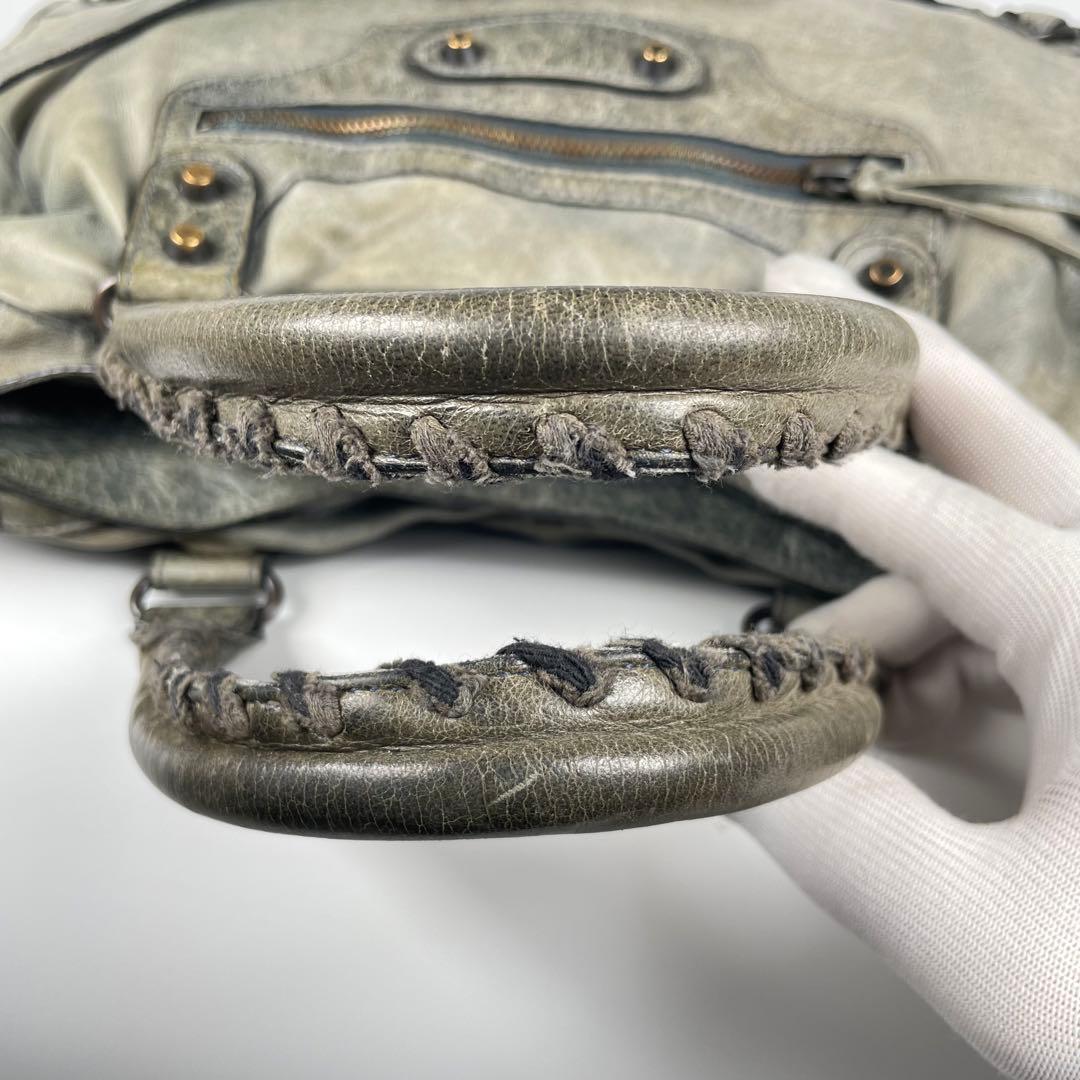 バレンシアガ　ハンドバッグ　ショルダーバッグ　2way レザー　グリーン