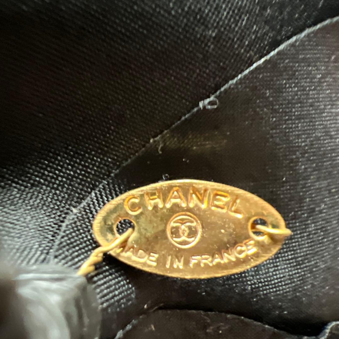 CHANEL カメリア　サテン ブラックブローチ