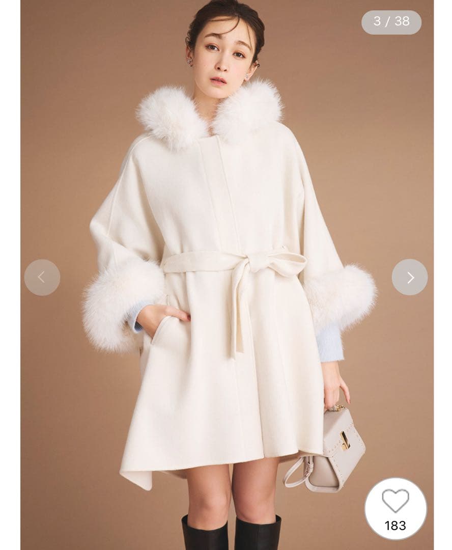 CELFORD ファーポンチョコート IVR