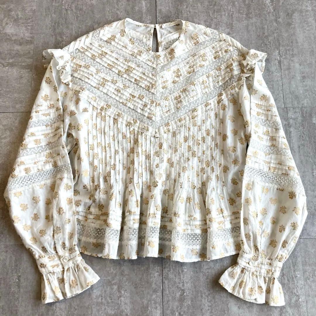 未使用級⭐️トゥモローランド カットワークブラウス　ピンタック　レース