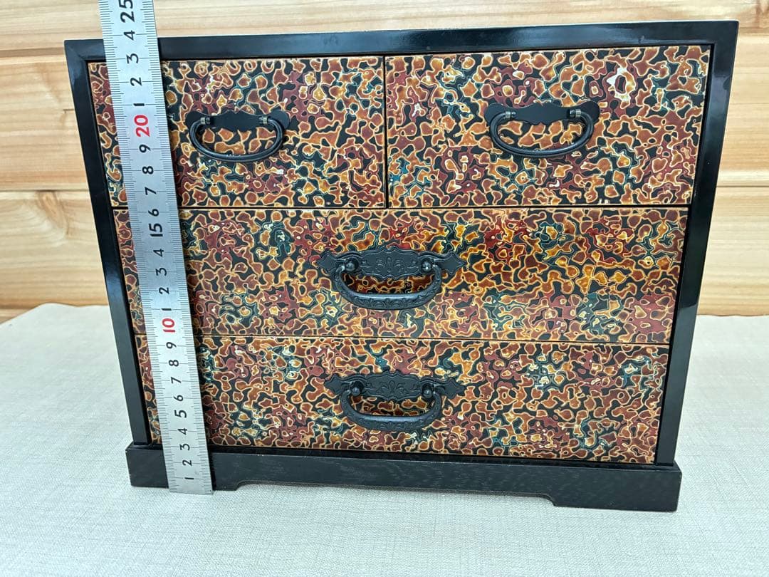 津軽塗 三段小引き出し 古道具 漆塗り 和モダン収納