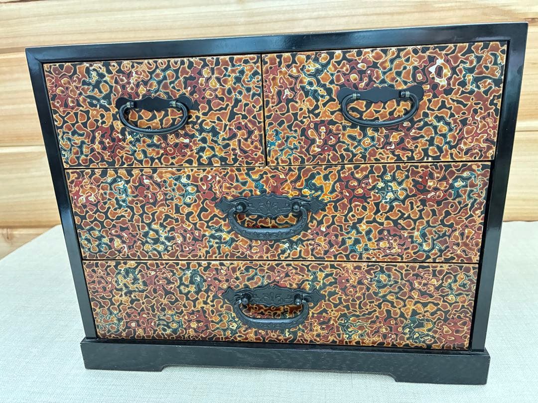 津軽塗 三段小引き出し 古道具 漆塗り 和モダン収納