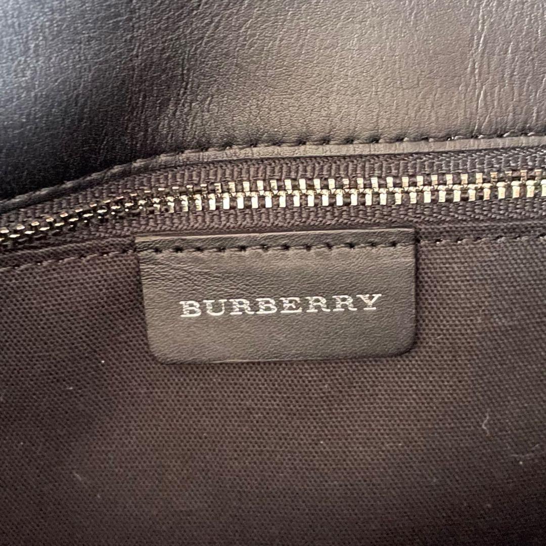 BURBERRYバーバリーブラックノバチェックウール×レザーワンショルダーバッグ