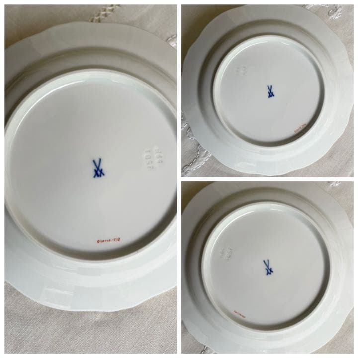 ★ マイセン　小花　エンボス　プレート　3点セット