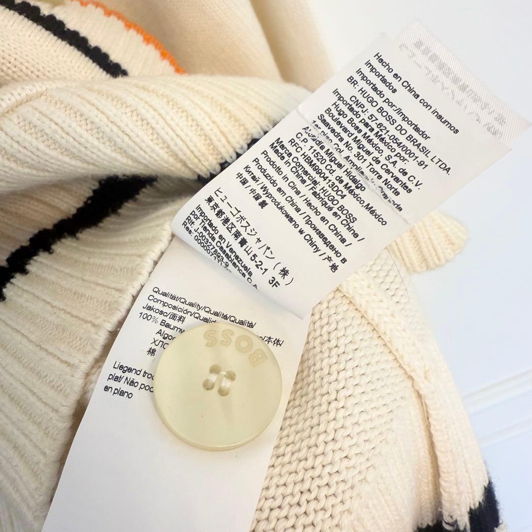 HUGOBOSSリアロゴ＆ライン オーガニックコットン カーディガン テニス刺繍